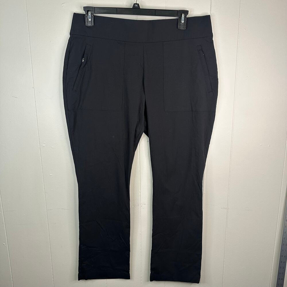 Columbia Womens XL Pull On Everyday OmniShade Nylon Hiking Travel Pants Black